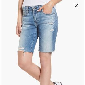 AG Adriano Goldschmied Light Blue Distressed Jean Shorts size 24R